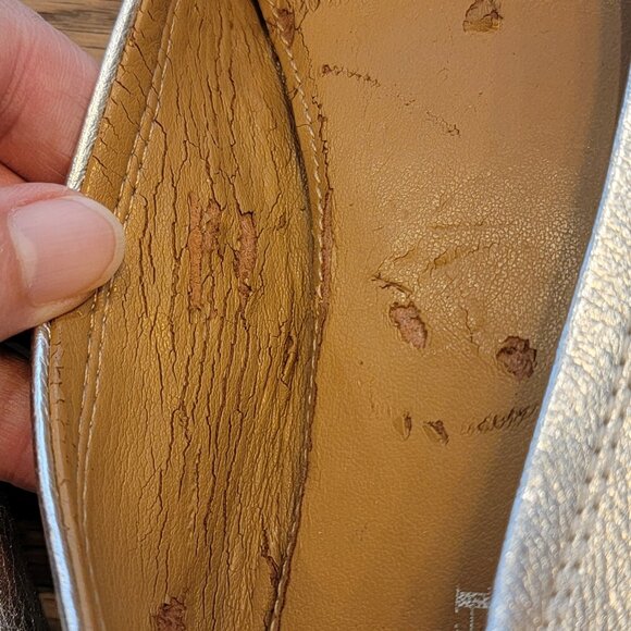 Coach Chelsea Metallic Silver Leather Ballet Flat Slip On Shoes - Picture 10 of 13